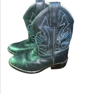 KIDS** Genuine Leather Black Cowboy boots